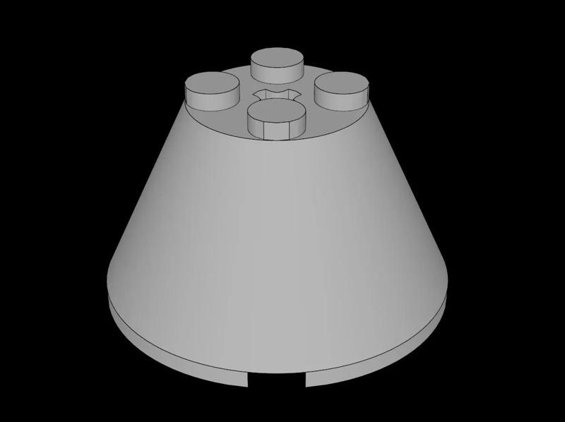Lego Compatible (3943b.dat) Cone  4 x  4 x  2 with Axlehole   
