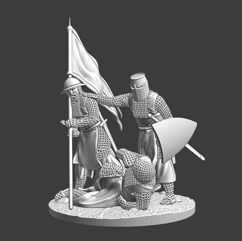 Medieval diorama - Wounded brother knight