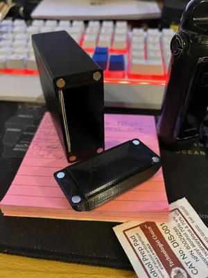 Standard business card holder with magnetic lid. uses 5x2 magnets   