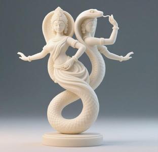 244 Dancing Two-Headed Snake Woman - 3D Printed Statue, character, monster, fantasy, art, sculpture, model, animal, 3d model, statue, creature, low poly, 3d print, collectible, cat, wood, dragon, sword, base, warrior, wild, dog