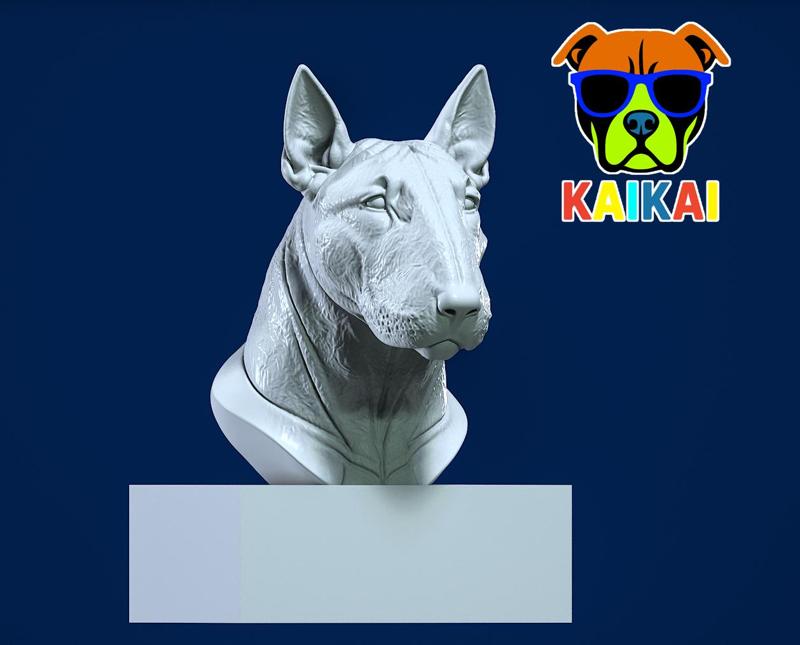 Bull terrier head Dog model - 3D print