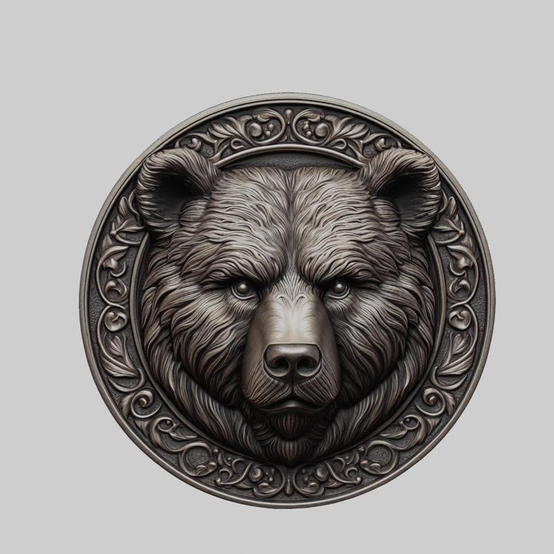 Bear Animal Head Bear Animal Medallion for CNC Router Laser & 3D Printer