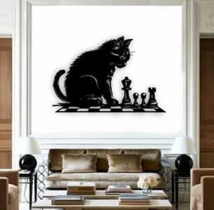 Cat and chess Wall Art   