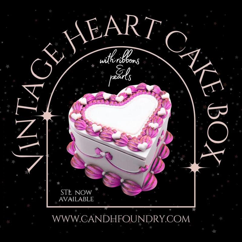 Vintage Heart Fake Cake Jewelry Trinket Box - Ribbons & Pearls   