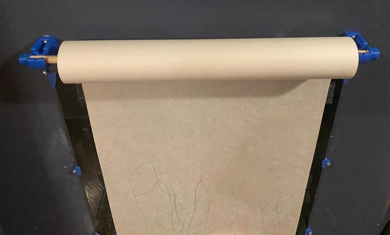 Kids wall mount for art paper roll   