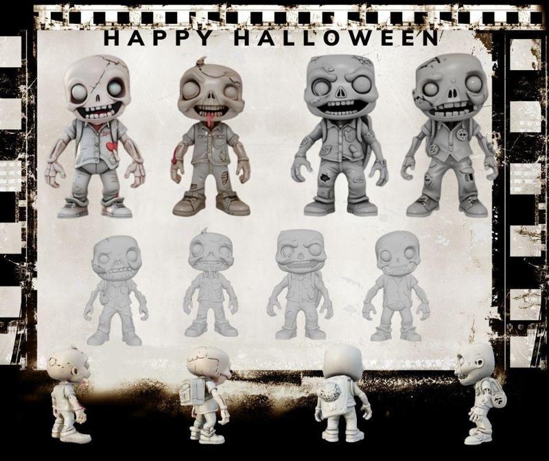 Highly Detailed 3D Printable Halloween Zombie Toy Character