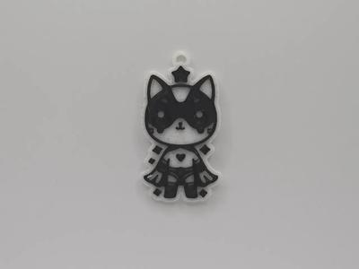 Cute Superhero Cat Keychain   