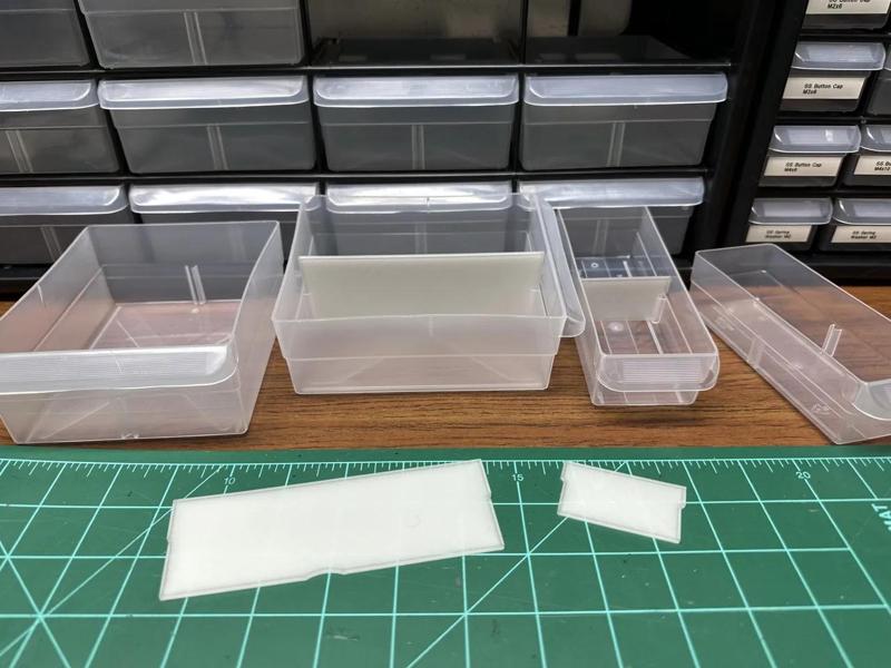 Drawer dividers for plastic storage cabinet by Akro-Mils   