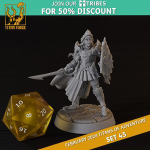 Human Female Fighter - RPG Hero Character D&D 5e - Titans of Adventure Set 45