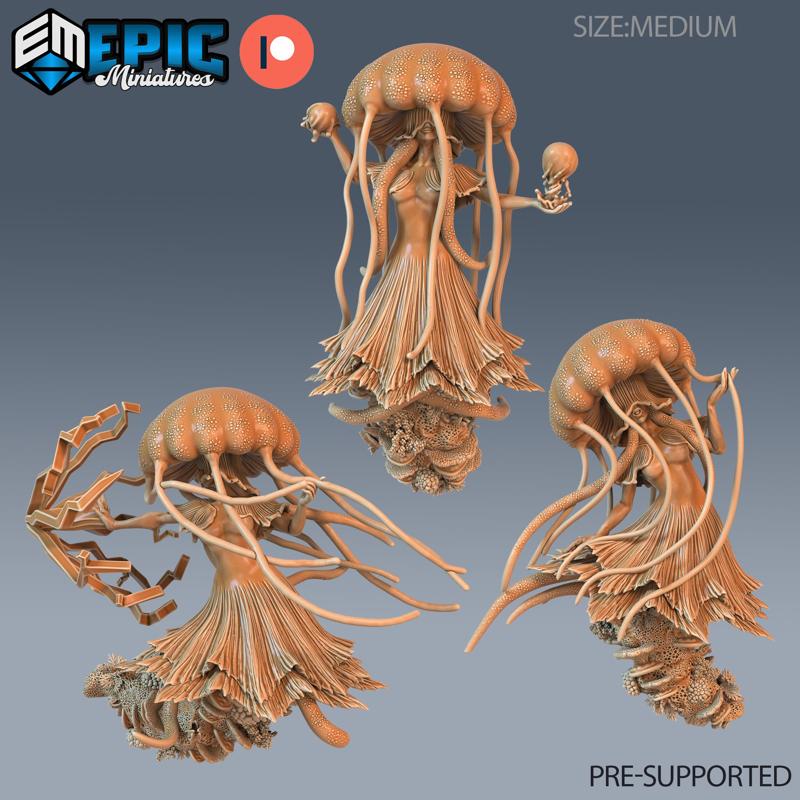 Jellyfish Mermaid Set / Tentacle Beast / Merfolk / Water Animal Humanoid / Ocean & Sea Encounter