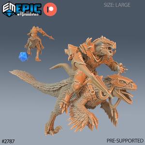 Dragonborn Raptor Rider Lance ‧ DnD Miniature ‧ Tabletop Miniatures ‧ Gaming Monster ‧ 3D Model ‧ RPG ‧ DnDminis ‧ STL FILE