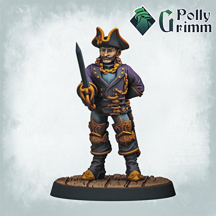 Tabletop historic miniature. Pirate marine set. Old captain admiral