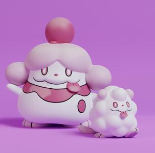 Pokemon - Swirlix and Slurpuff with 2 poses