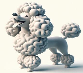 126 Laughing Poodle - 3D-Printed Plastic Statue, character, monster, fantasy, art, sculpture, model, animal, 3d model, statue, creature, magic, 3d print, collectible, cat, wood, dragon, sword, base, warrior, wild
