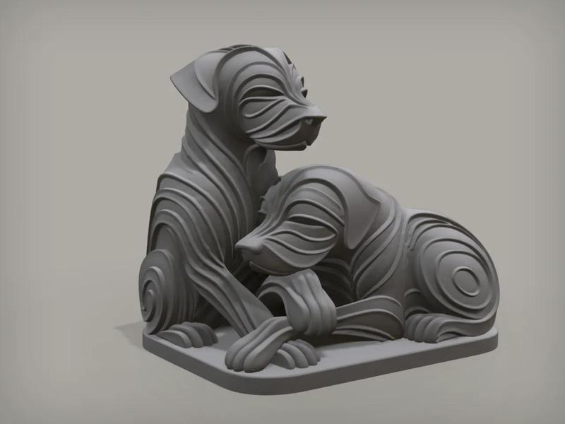 Hunde, Paar, Skulptur   