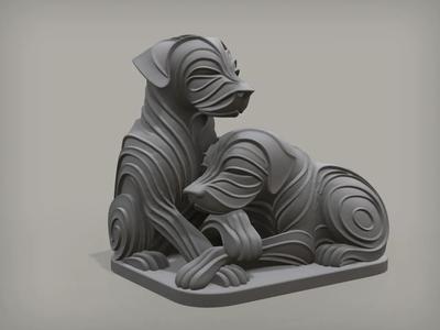 Hunde, Paar, Skulptur   