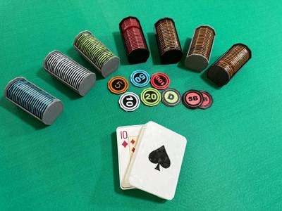 Poker set, chips / fiches and cards case