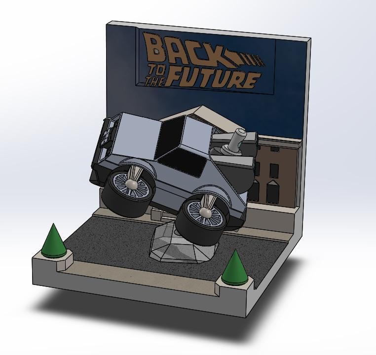 Delorean diorama