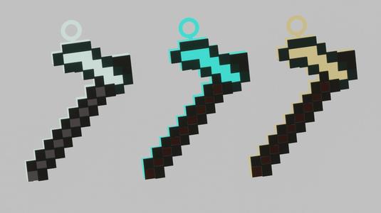 Minecraft hoe for your keychain in pixel style
