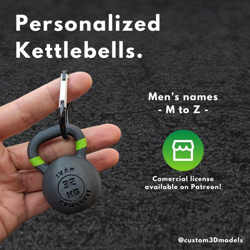🏋🏽‍♂️ Personalized Kettlebell Keychain 🏋🏽‍♂️ | + 60 Men's Names | M-Z (Read description)