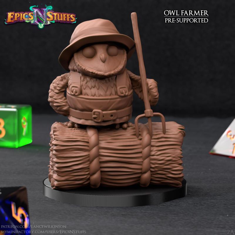 Owlkin Farmer Miniature - Pre-Supported