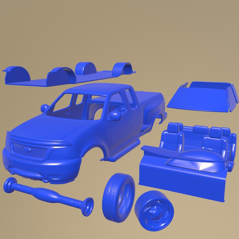 Ford F-150 Club Cab Flareside XLT 1999 PRINTABLE CAR IN SEPARATE PARTS