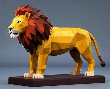 2268  Low Poly Roaring Lion