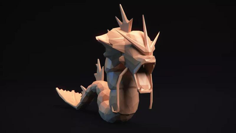 Gyarados - Stylized Pokemon LowPoly Art -