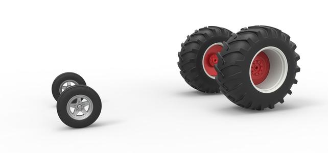 Wheel Set of Vintage Small block Pulling tractor Scale 1:25
