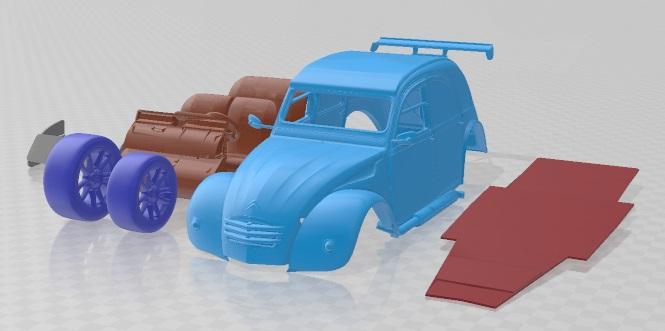 Citroen 2CV 1970 Race 2 Printable Car