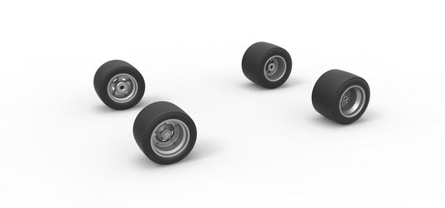 Wheel set of Asphalt Supermodified stock car Scale 1:25