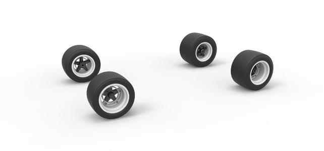 Wheel set of Asphalt Supermodified stock car Version 2 Scale 1:25
