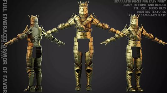 Dark Souls Lautrec Full Embraced Armor of Favor for Cosplay 3D Model Collection