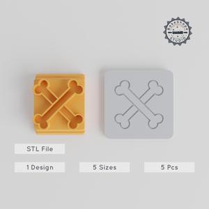 Bones Stamp Tile Collection, 20-40mm, Ideal for Clay, Cookies & Fondant, Halloween Skeleton & Spooky Designs PRODUCT_3956