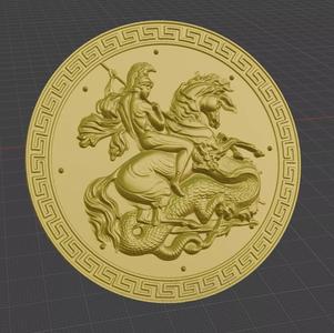 Coin of a Greek soldier Spartan on horseback