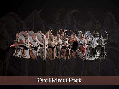 Stylized Orc Helmet Pack 3D Model Collection