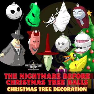 Set of Christmas balls set in Tim Burton's "The Nightmare Before Christmas".