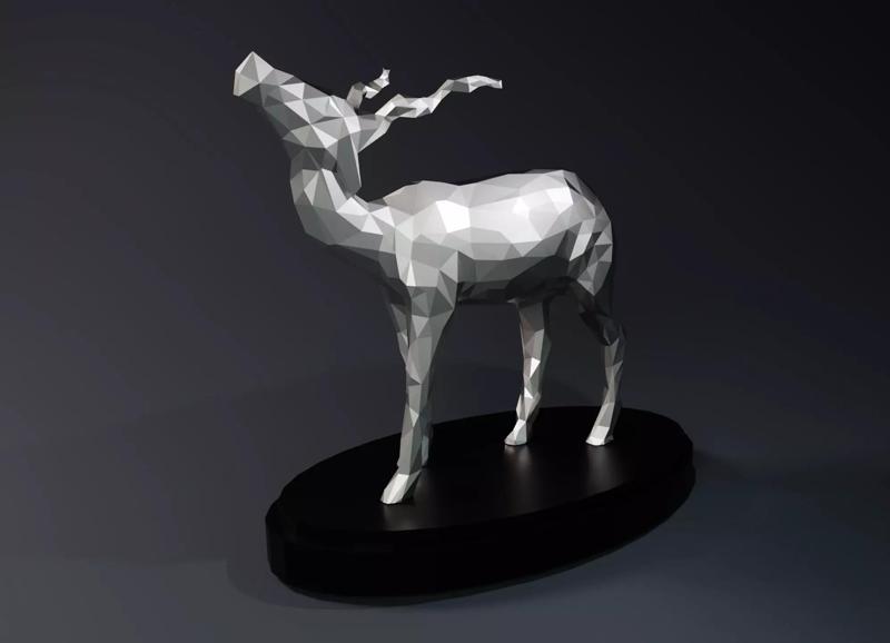 Low Poly Springbok Statue