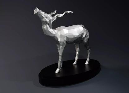 Low Poly Springbok Statue