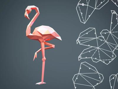 Low Poly Flamingo for 3d print and unwrapped