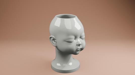 Cute Baby Head Pot Planter | 3D Printable Vase STL File