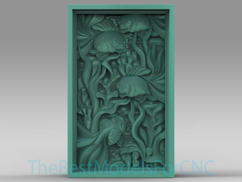 3D Model STL File for CNC Router Laser & 3D Printer Fish in Frame