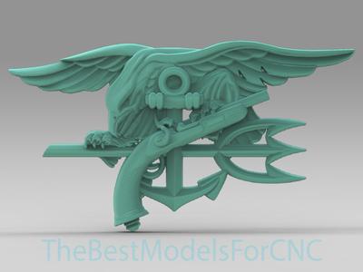 3D Model STL File for CNC Router Laser & 3D Printer Navy Seals Logo