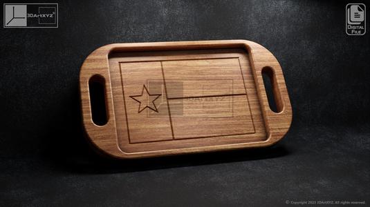 Texas Flag Tray With Handles - CNC Files for Wood (svg, dxf, eps, ai, pdf)