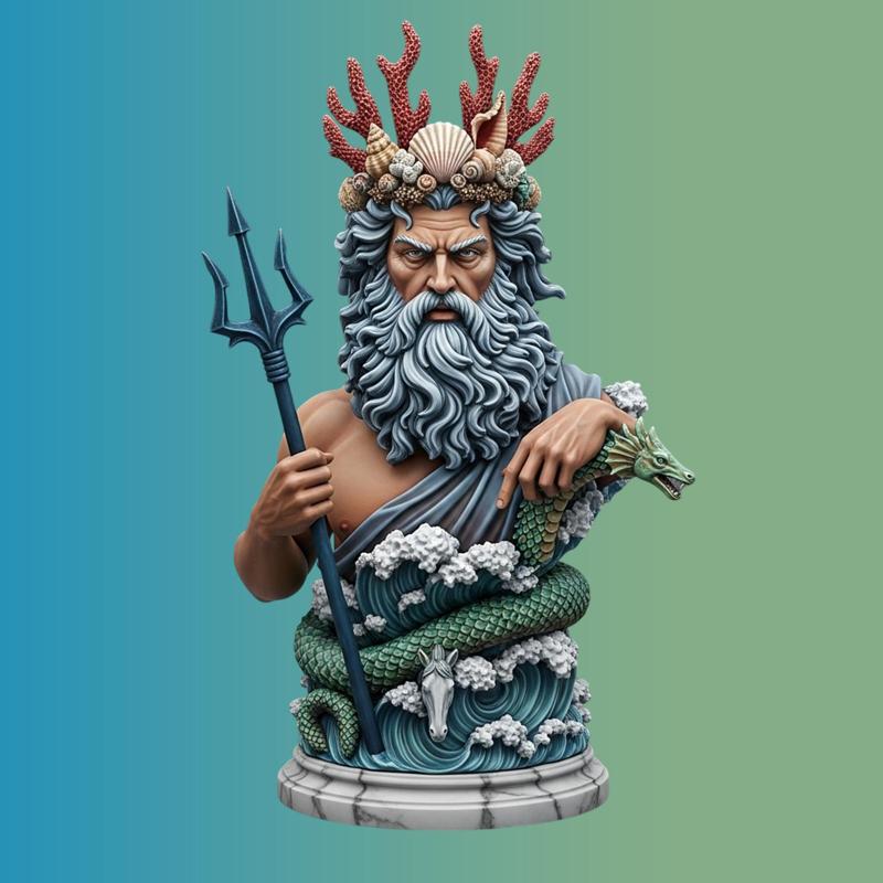 Poseidon Hearth & Home Statue – Greek Mythology Deity 3D Print – Digital Download – Printable Sculpture