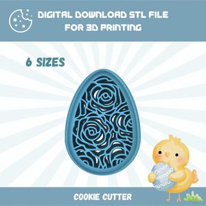 Cutty Clay STL Egg Roses Imprint Cookie Cutter In 6 Sizes for Easter Baking, Good Quality Stl File To Download for 3D Printing