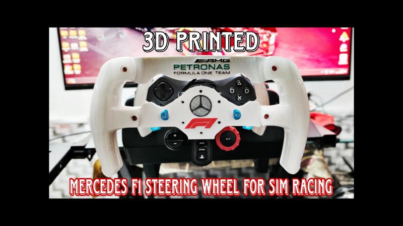 3D Printed MERCEDES F1 Racing Wheel for Sim Racing Logitech G29 Mod
