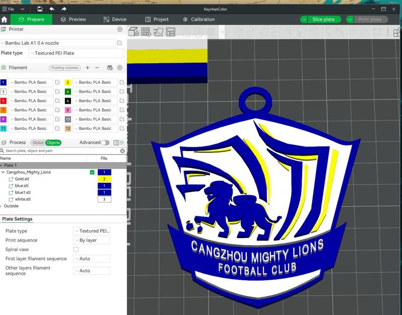 CSL Cangzhou Mighty Lions Keychain Shield color printable
