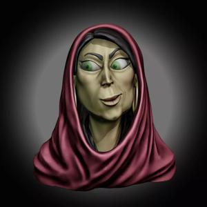 Mystic Gaze Stylized Female Bust