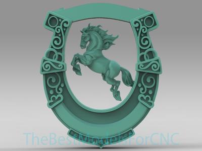 3D Model STL File for CNC Router Laser & 3D Printer Horseshoe With Horse